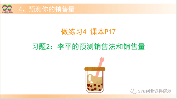 SYB乡村创业版练习题：预测李平奶茶店的销售量（教师讲解）